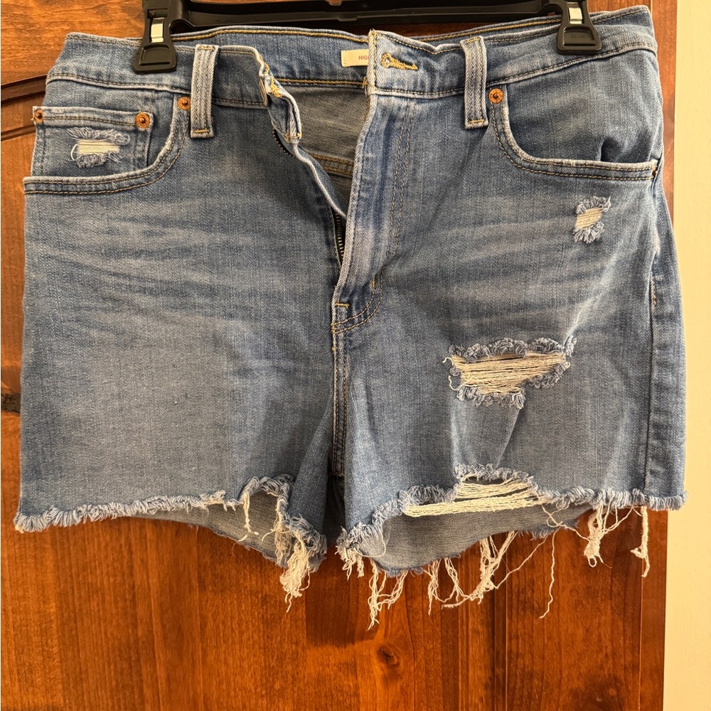 Levi's Blue Distressed Jean Shorts